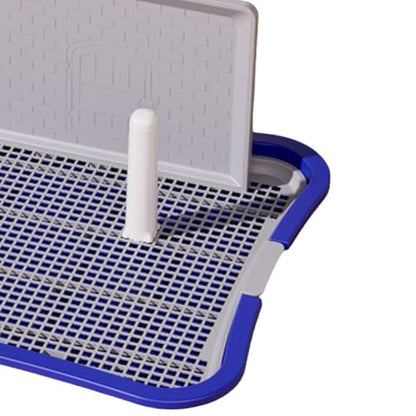 HouseVibe Indoor Dog Potty Tray with Protection Wall and Removable Post No Spilling Puppy Training Toilet for Apartment Bunny Small Medium Dogs- Large Blue - color: Large Blue