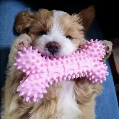 Puppy Chew Toys Set, Soft Rubber Teething Toys for Small Dogs, Durable Interactive Dog Toys with Cotton Rope, Pink & Blue 2 Colors