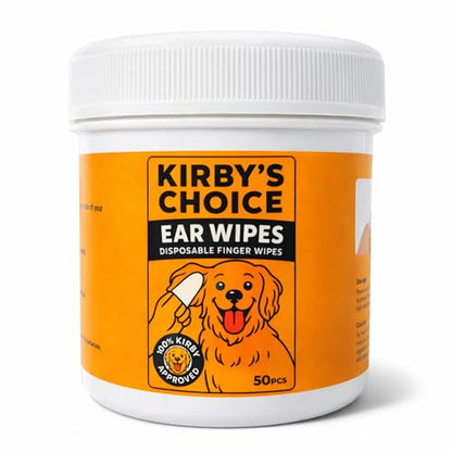 Kirby's Choice Pet Ear Wipes for Dogs & Cats – Ear Cleaning Finger Wipes to Remove Wax, Dirt & Odor, Gentle & Non-Irritating Pet Ear Cleaner, 50 Count