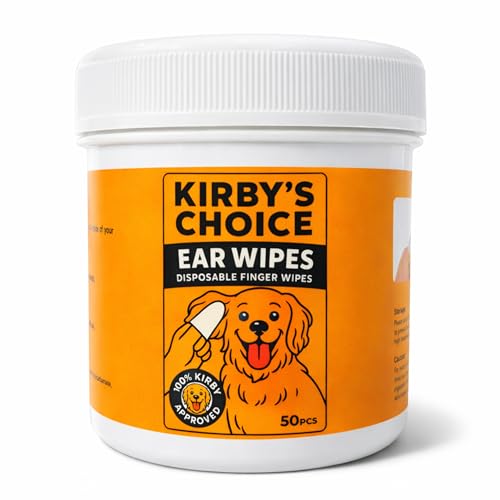 Kirby's Choice Pet Ear Wipes for Dogs & Cats – Ear Cleaning Finger Wipes to Remove Wax, Dirt & Odor, Gentle & Non-Irritating Pet Ear Cleaner, 50 Count