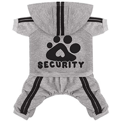 Dog Hoodie Security Clothes 4 Legs Jumpsuit Sweatshirt Hoodies Soft & Warm Dog Outfit Pullover Winter Clothes Dog Sweater for Small Medium Large Dogs Cats (Gray, Large) - color: Grey, size: Large