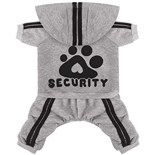 Dog Hoodie Security Clothes 4 Legs Jumpsuit Sweatshirt Soft & Warm Dog Outfit Pullover Dog Winter Clothes Sweater for Small Medium Large Dogs (Gray, X-Small) - color: Grey, size: X-Small
