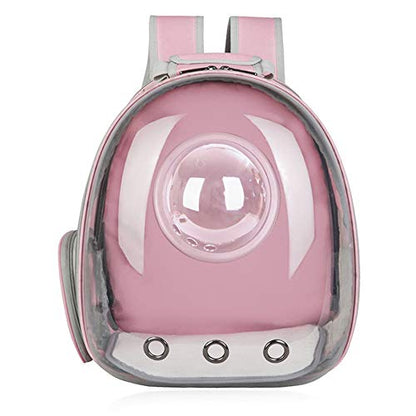 AJY Pet Clear Cat Backpack Carrier Bubble Breathable Foldable Pet Rucksack Carrier for Puppy Dog Cat Lightweight Cat Backpack Designed for Travel, Hiking, Walking & Outdoor Use - color: Pink