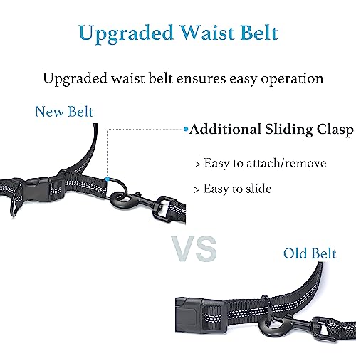 iYoShop Retractable Hands Free Dog Leash - Dual Handle Bungee Waist Leash for Small, Medium and Large Dogs (Small, 8-25 lbs, Black) - size: Small