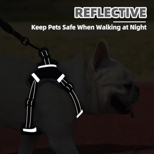 PUPTECK Dog Harness Small Sized Dog, Step in Adjustable Reflective Dog Vest Harness Escape Proof, No Pull Soft Padded Harness Easy Control, Black, M - color: Black, size: M (CHEST: 14.5"-20")