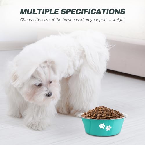Stainless Steel Dog Bowls, Nonslip Rubber Bottom No Spill Proof Skid Metal Insulated Dog Bowls for Large Medium Small Breed Dogs (Green, 3.6 Cups/29 OZ) - color: Green, size: 3.6 Cups/29 OZ