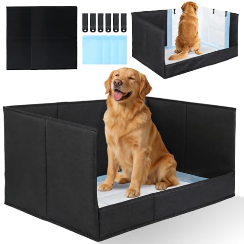 Dog Litter Box with High Walls, Pee Pad Holder Foldable, No Assembly, Waterproof, Seamless, Easy to Clean, Portable for Travel, No Spill Indoor Dog Potty Tray for Puppy & Large Dogs - size: X-Large