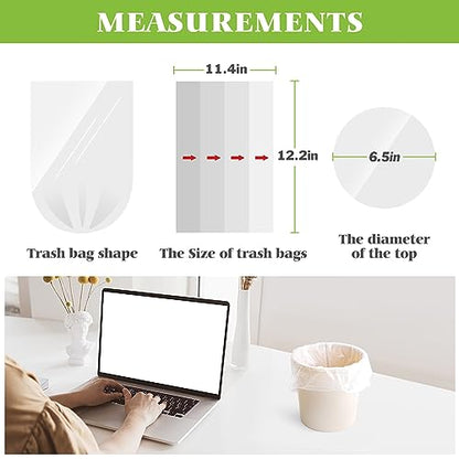 0.5 Gallon Mini 11" x 12" Small Clear Trash Bags, Tiny Bathroom Garbage Can Liners by Teivio, Small Plastic Bags for Desktop Trash Bin/Dog/Poop Car, Fit 2 Liters or Less Can (300 Counts, Clear) - size: 1 Count (Pack of 300)