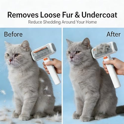 2-in-1 Pet Self-Detangling & Grooming Comb,Cats & Dog Dematting Brush & Undercoat Rake,Effective Tangle Remover, Gentle on Skin,Ergonomic Non-Slip Handle for Long,Thick, or Curly Fur