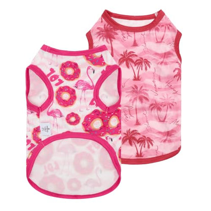 CuteBone Dog Shirts 2-Pack Soft Pet Clothes Breathable Summer Vest for Small Puppy and Stretchy Cat Apparel 2BX25S - color: Tropical Sweet, size: Small