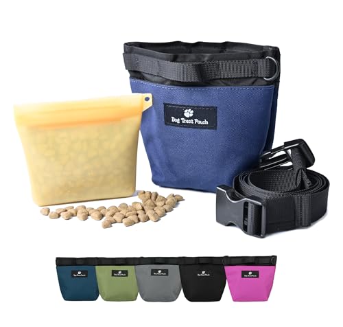 Dog Treat Pouch for Training,2 Cup Capacity with Silicone Liner for Dry or Wet Food,Fanny Pack for Dog Walking and Puppy Rewards,Hands-Free Adjustable Waist Carry Bag (Navy) - color: Navy