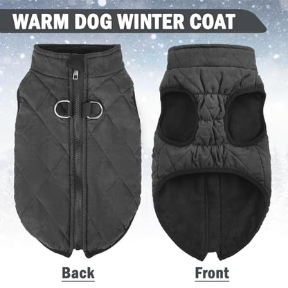 SCENEREAL Winter Dog Vest Coat with Harness Built In, Warm Puppy Jacket for Small Medium Dogs, Cold Weather Coat with Zipper, Fleece Puffer Vest Windproof Snow Clothes - color: #1 Black-Matte, size: XS(Chest 11.5")-Regular