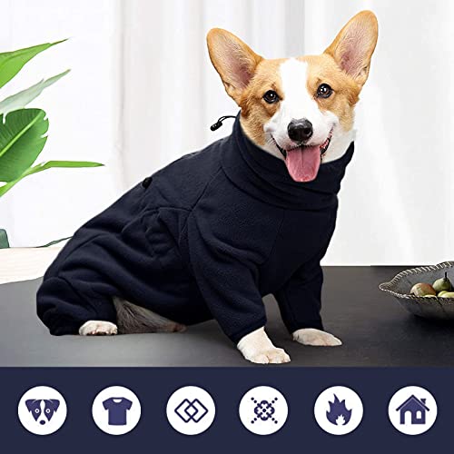 ROZKITCH Dog Fleece Pajamas, Pet Windproof Warm Cold Weather Jacket Vest Cozy Jumpsuit Apparel Outfit Clothes for Small Dog Walking Hiking Sleep Blue XS - color: Dark Blue, size: XS