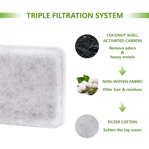 Pet Water Fountain Charcoal Replacement Filters Compatible with Petmate Replendish Mason Gravity Waterers, Automatic Cat Dog Water Bowl Dispenser Filters Replacement(6 Pack)
