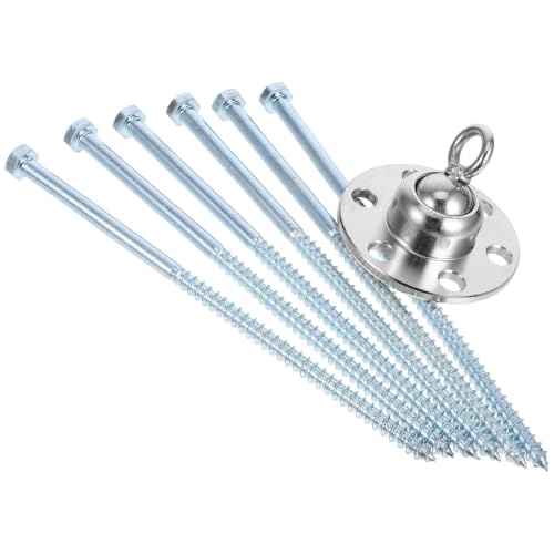 Veemoon Heavy Duty Dog Tie Out Stake Set with 360-degree Rotation, Portable and Lightweight Iron Ground Anchor for Yard and Garden Use, Silver Metal Dog Ground Stakes for Outdoor Training