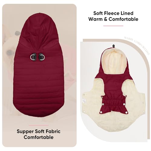 Vecomfy Fleece Lining Dog Hoodie with Harness Built in,Extra Warm Small Dog Jacket in Winter Puppy Coats with Drawstring Hooded,Red XS - color: Red(Harness Built in), size: X-Small (Pack of 1)