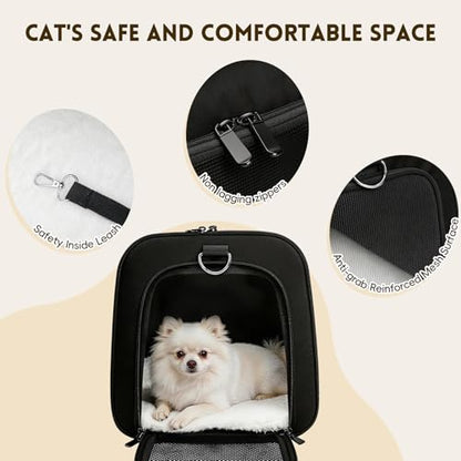 Cat Carrier Soft, Dog Carriers for Small Dogs/Large Cats (Up to 16lbs), with High Breathability, Shoulder Strap, Removable Pad, Pet Carrier Airline Approved, for Home Outdoor Travel (Black) - color: Black