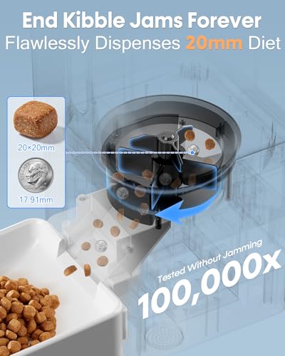 Automatic Dog Feeder Large Breed with Camera - 12L/50 Cups Anti-Clog Dog Food Dispenser for Kibble up to 20mm/0.78 in - WiFi App Scheduling & HD 1080P Camera for Remote Mealtime Check-Ins by Yakry - size: 12L