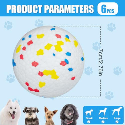 Etpu Dog Tennis Balls - Durable Bouncy chew Toys for Small Medium and Large, Interactive Fetch Training, Squeaky Tennis Balls for Aggressive Chewers, Water Resistant Dog Toys, 6 Pack (7cm White) - size: 6 Pack – 7cm White
