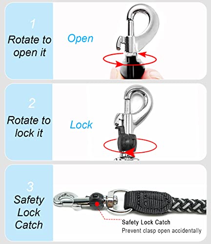 2/3/4/6/10 Foot Reflective Dog Leash Strong Nylon Rope Braided Heavy Duty for Large and Medium Small Dogs Walking Training Leads (Black, 3ft * 1/2") - color: Black, size: 3ft * 1/2"