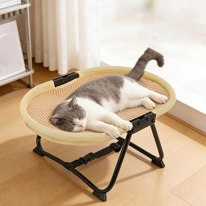 Elevated Pet Bed for Dogs & Cats, Foldable Travel Cot with Iron Frame, Portable Outdoor Comfort