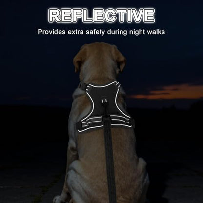 BEAUTYZOO No Pull Dog Harness Large, Adjustable Dog Harness and Leash Set -Easy Wearing with 3 Buckles/Control Handle,No Choke Soft Padded Reflective Pet Vest for Training Walking Hiking,Grey S - color: Solid Grey, size: S: chest 14"-24"
