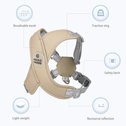 Patas Lague Dog Harness with Leash Set Adjustable Soft Padded Step-in Dog Vest No Choke No Pull Reflective for Small Pets with Poop Bags and Dispenser, Solid and No-chew, Brown XS - color: Brown, size: XS (Neck 16-19.1'' Chest 18.8-21.5'')