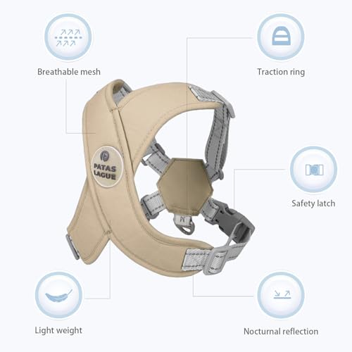 Patas Lague Dog Harness with Leash Set Adjustable Soft Padded Step-in Dog Vest No Choke No Pull Reflective for Small Medium Pets with Poop Bags and Dispenser, Solid and No-chew, Brown S - color: Brown, size: S (Neck 18.1-21.2'' Chest 21.2-25.2'')