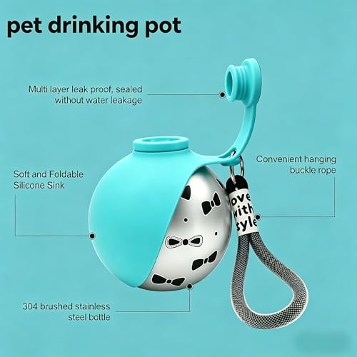 2-in-1 Portable Dog Water Bottle with Bowl, 10oz Stainless Steel Travel Pet Water Dispenser, No-Spill Leak-Proof Design with Silicone Bowl, Perfect for Walking, Hiking, and Travel (Pink A) - color: Pink A