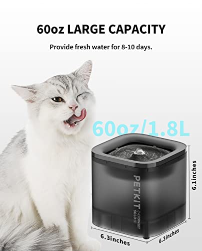 PETKIT New Cat Water Fountain with Wireless Pump, Ultra Quiet 65oz/1.85L Pet Water Fountain for Cats and Dogs Inside, Detachable Design Easy to Clean and Assemble, Filters Included