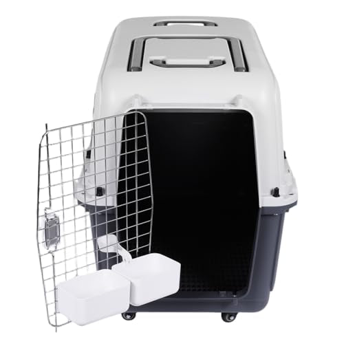 Large Travel Dog Crate Airline Approved, Hard-Sided Pet Kennel with Removable Wheels, for Large Dogs Car SUV Truck, Travel and Home (33.1" L x 21.6" W x 25.2" H)