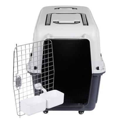 Large Travel Dog Crate Airline Approved, Hard-Sided Pet Kennel with Removable Wheels, for Large Dogs Car SUV Truck, Travel and Home (33.1" L x 21.6" W x 25.2" H)