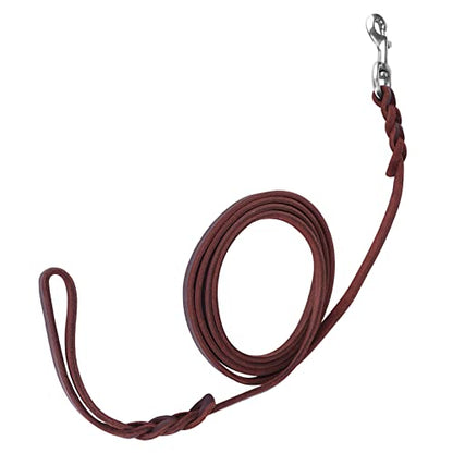 SUNGOOYUE Dog Lead Leash Leather Training Safety Rope 1.6m Padded Handle Lobster Clasp for Walking Running Hiking Medium Dogs (The Material Length is 2.5 Meters and the net) - size: The material length is 2.5 meters and the net