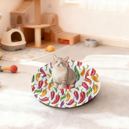 Pet Bed Chilli Pepper Natural Cat Snuggler Soft Winter Cushion, Cozy Round Bolster Nest for Indoor Kittens & Small Pets 15" - size: X-Small