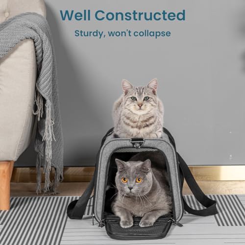 Petsfit Cat Carrier Dog Carriers Airline Approved, 18 x 11 x 11 Soft-Sided Pet Carrier, 3 Carrying Ways, Lightweight, Breathable, Escape Proof, with Adjustable Shoulder Strap and Soft Cushion - color: Z-Gray, size: 18.0"L x 11.0"W x 11.0"H
