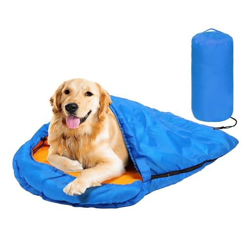 Lifeunion Dog Sleeping Bag with Storage Bag Waterproof Warm Packable Dog Bed for Travel Camping Hiking Backpacking (Blue) - color: Blue