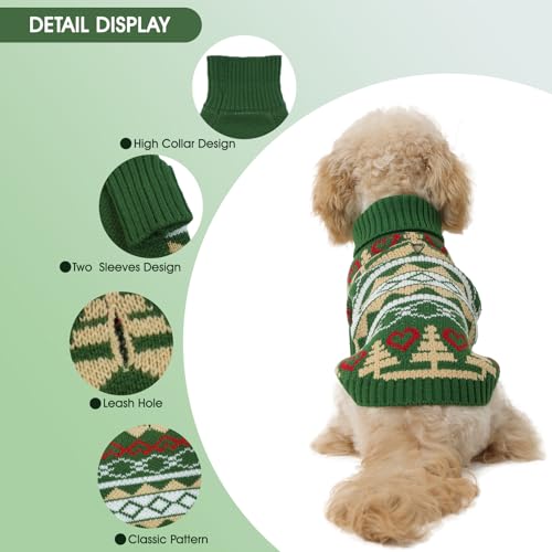 Christmas Dog Sweater for Small to Large Dogs - Festive Green Knit Pullover, Cute Holiday Winter Coat, Soft & Warm Pet Clothing, Machine Washable Green L - color: Green, size: Large
