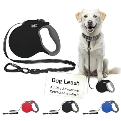 DOCO Retractable Dog Leash for Small Dogs Reflective Tape Lead with Stop and Lock Control, 360° Swivel Snap & Anti-Slip Grip Dog Leashes - Black, Small - color: Black, size: Small 13ft