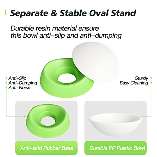 Elevated Cat Bowl, Adjustable Raised Slanted Food Bowl for Cats and Small Dogs, Wide Shallow PP Dish with TPR Non Slip Base, Whisker Friendly, 17 oz - color: Milky White, Light Green