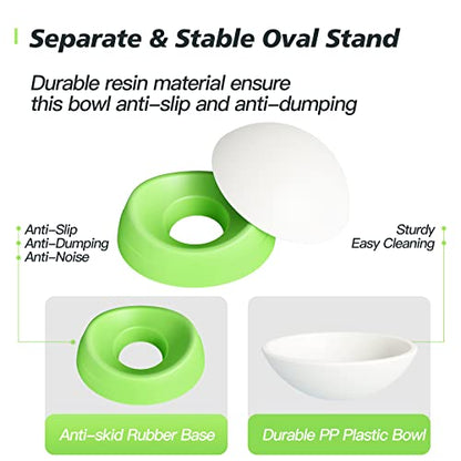 Elevated Cat Bowl, Adjustable Raised Slanted Food Bowl for Cats and Small Dogs, Wide Shallow PP Dish with TPR Non Slip Base, Whisker Friendly, 17 oz - color: Milky White, Light Green