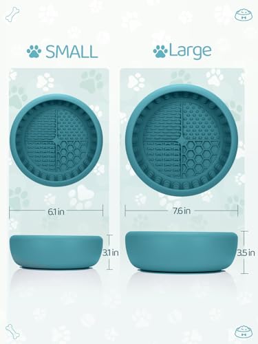 Dog Lick Bowl for Large Dogs, Lick Mat, Slow Feeder Lick Bowl with Brush and Scraper,Strong Suction, Freeze Licking Bowl for Anxiety Relief, Enrichment & Distraction, Dishwasher Safe 7.6 * 3.5 inch - color: Teal