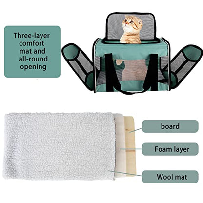 Cat Carrying Case - Pet Carrier, Up to 30Lbs Soft Sided Protable and Breathabl Pet Travel Carrier, Pet Travel Carrier Removable Fleece Pad, Collapsible for Large Cats Small Dogs(X-Large, Green) - color: green, size: 20.0"L x 13.0"W x 13.0"H