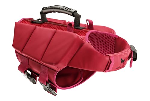 NOAH & PAW Dog Life Jacket, Human Standards Lifejacket Design, Dog Life Vest for Swimming and Boating, 3X Foam Support for Max Floating, Breathable Mesh, Salvavidas para Perros, Size XS - color: Red, size: XS