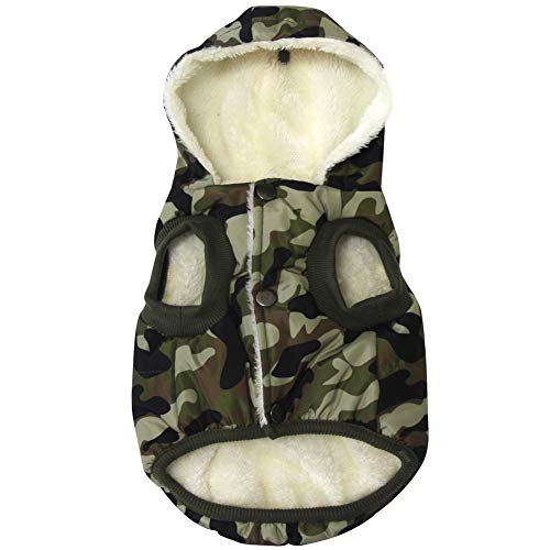 Vecomfy Fleece Lining Extra Warm Dog Hoodie in Winter,Small Dog Jacket Puppy Coats with Hooded,Green Camo XS - color: Green Camo, size: X-Small (Pack of 1)
