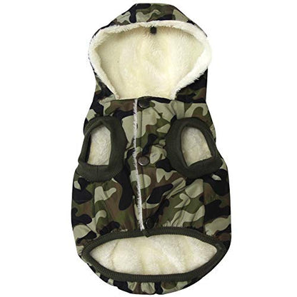 Vecomfy Fleece Lining Extra Warm Dog Hoodie in Winter,Small Dog Jacket Puppy Coats with Hooded,Green Camo XS - color: Green Camo, size: X-Small (Pack of 1)