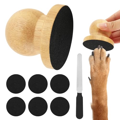 Dog Nail File Scratch Board Set, Round Wooden Paw Scratch Board, Includes 6 Replaceable Sandpaper Discs and Pet Claw File, Nail Care Grooming Tool for Dogs, Helps Smooth Claws