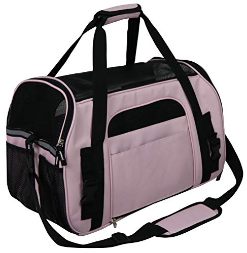 EliteField Soft Pet Carrier (3 Year Warranty, Airline Approved) Soft Sided Dog Puppy Cat Carrier Travel Bag (X-Large: 21" L x 12" W x 13" H, Pink) - color: Pink, size: 21.0"L x 12.0"W x 13.0"H