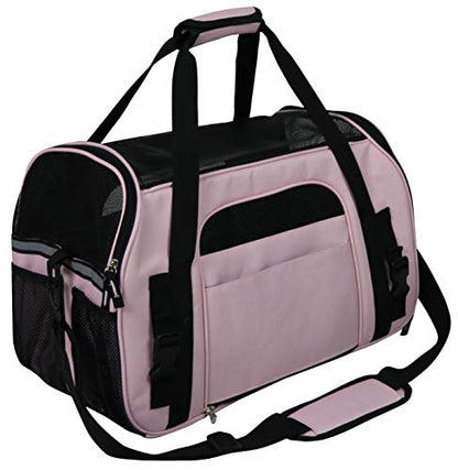 EliteField Soft Pet Carrier (3 Year Warranty, Airline Approved) Soft Sided Dog Puppy Cat Carrier Travel Bag (X-Large: 21" L x 12" W x 13" H, Pink) - color: Pink, size: 21.0"L x 12.0"W x 13.0"H