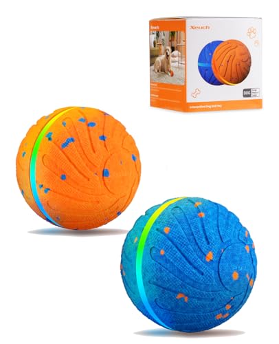Xeuch Smart Interactive Dog Toy Balls, Automatic Moving Ball for Puppy, Medium and Large Dogs, ETPU Material, Motion Activated Rolling & Rotating Bouncy Toy for Dog Enrichment & Stimulation - color: Blue and Orange