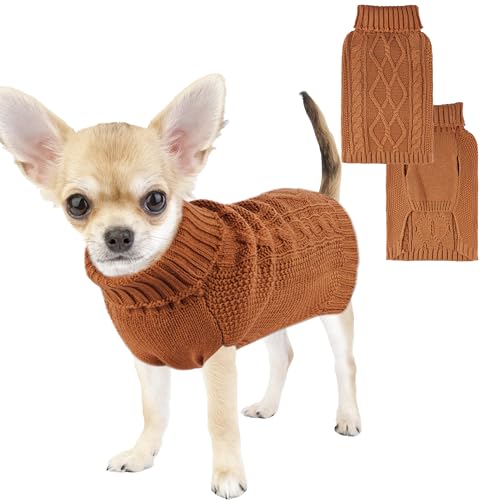 Brown Dachshund Sweater - Sleeveless, Warm Pet Clothes for Small Dogs, Boys & Girls - Thanksgiving (Medium) - color: Brown, size: Medium